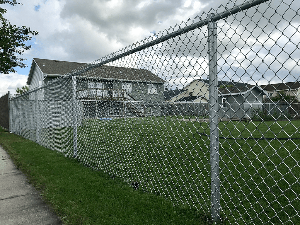 Steel mesh is used as temporary fence to mark boundaries of